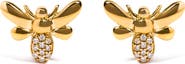 Haus of Brilliance 10K Yellow Gold Diamond Accented Bumble Bee Stud Earring