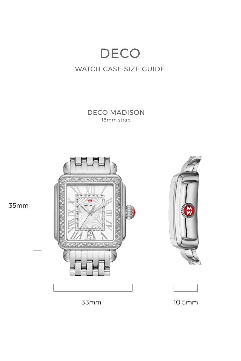 Deco Mid Diamond Dial Bracelet Watch, 28mm x 30mm, Alternate, color, GOLD/ MOP