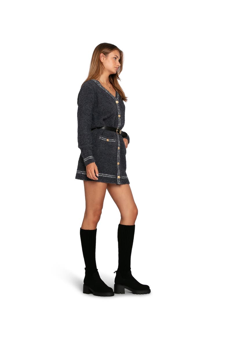 Cute In This Mini Cardigan Dress, Alternate, color, Charcoal