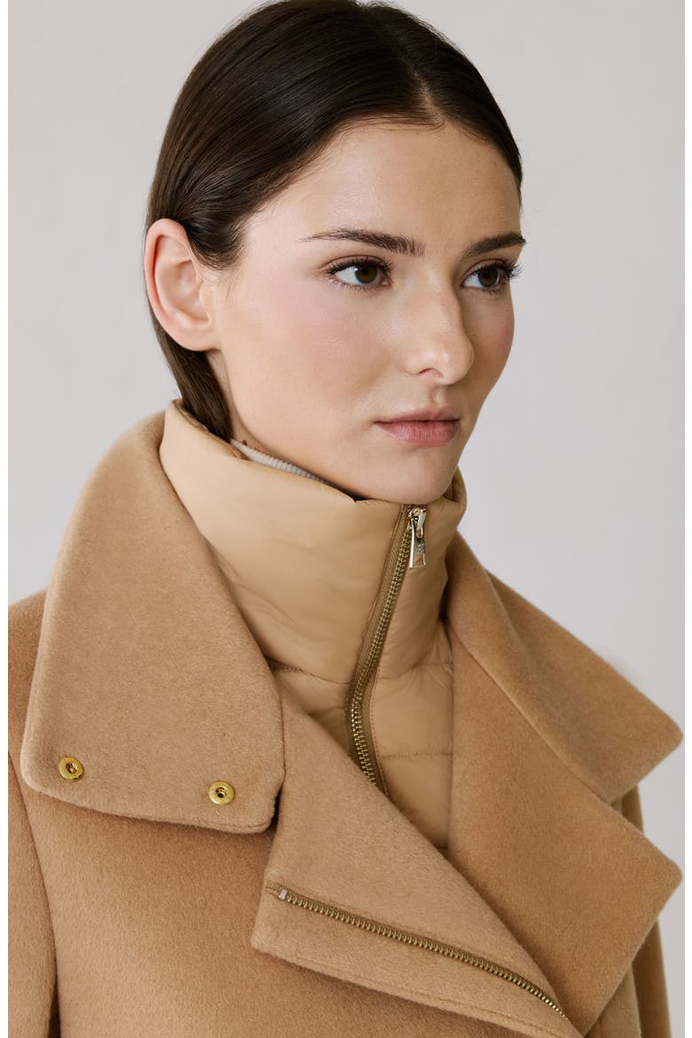 Abbi Wool Blend Coat with Removable Quilted Puffer Bib, Alternate, color, TEAK