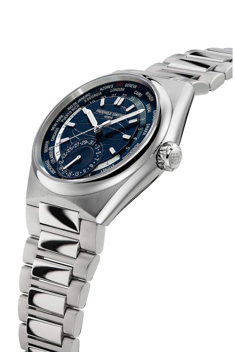 Highlife Worldtimer Manufacture Interchangeable Strap Automatic Watch, 41mm, Alternate, color, SILVER-TONE