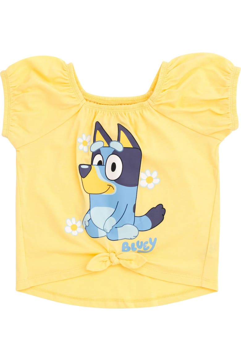 T-Shirt and Bubble Skirt Set, Alternate, color, Yellow Bluey Blue