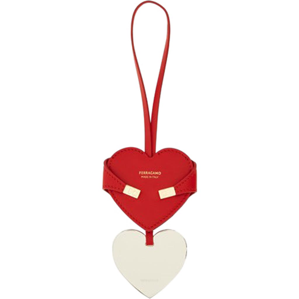 Ferragamo Charm Cuore Mirror Bag Charm In Red