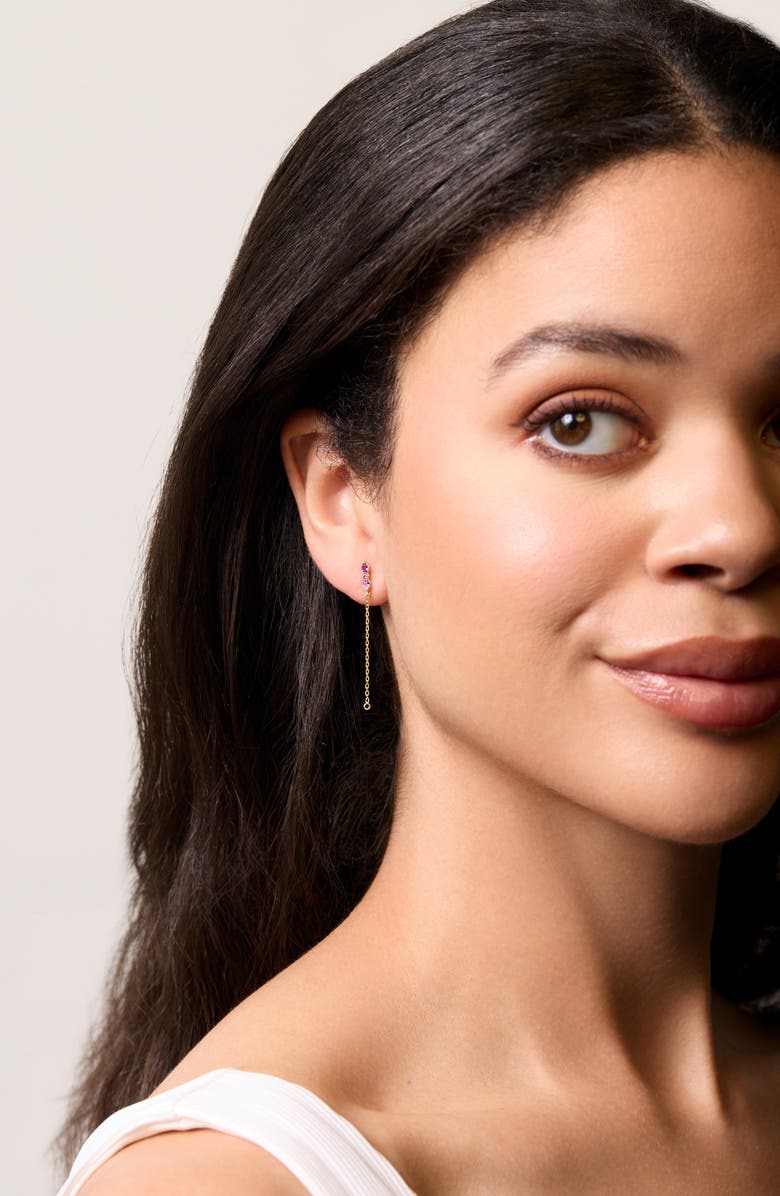 Bony Levy 14K Yellow Gold Color Semiprecious Stone & Diamond Chain Drop Earrings, Alternate, color, 14K Yellow Gold Amethyst