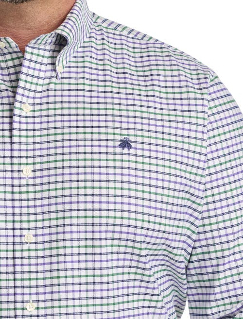 Brooks Brothers Big & Tall Non-iron Windowpane Sport Shirt In Purple Green Wp