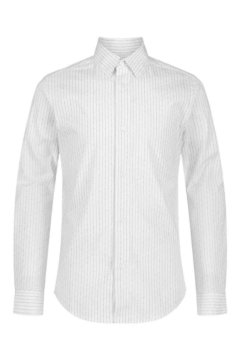 Kids' Dobby Stripe Long Sleeve Button-Up Shirt, Main, color, WHITE