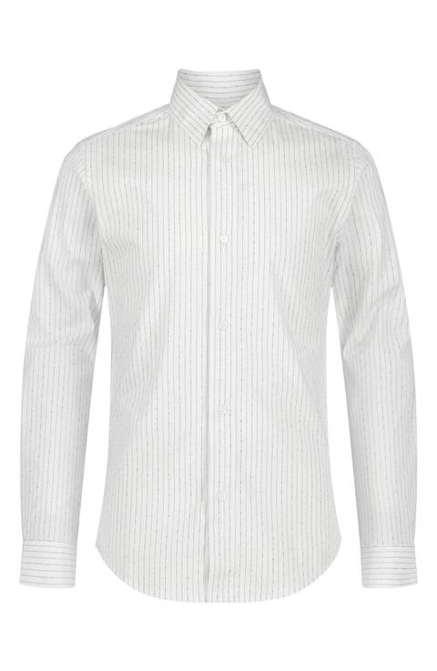 Kids' Dobby Stripe Long Sleeve Button-Up Shirt (Big Kid)