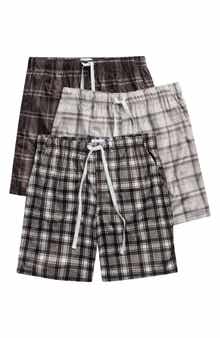 3-Pack Plaid Minky Microfleece Lounge Shorts