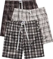 GEOFFREY BEENE 3-Pack Plaid Minky Microfleece Lounge Shorts