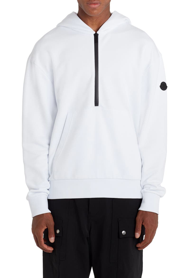 Logo Half Zip French Terry Hoodie, Main, color, WHITE
