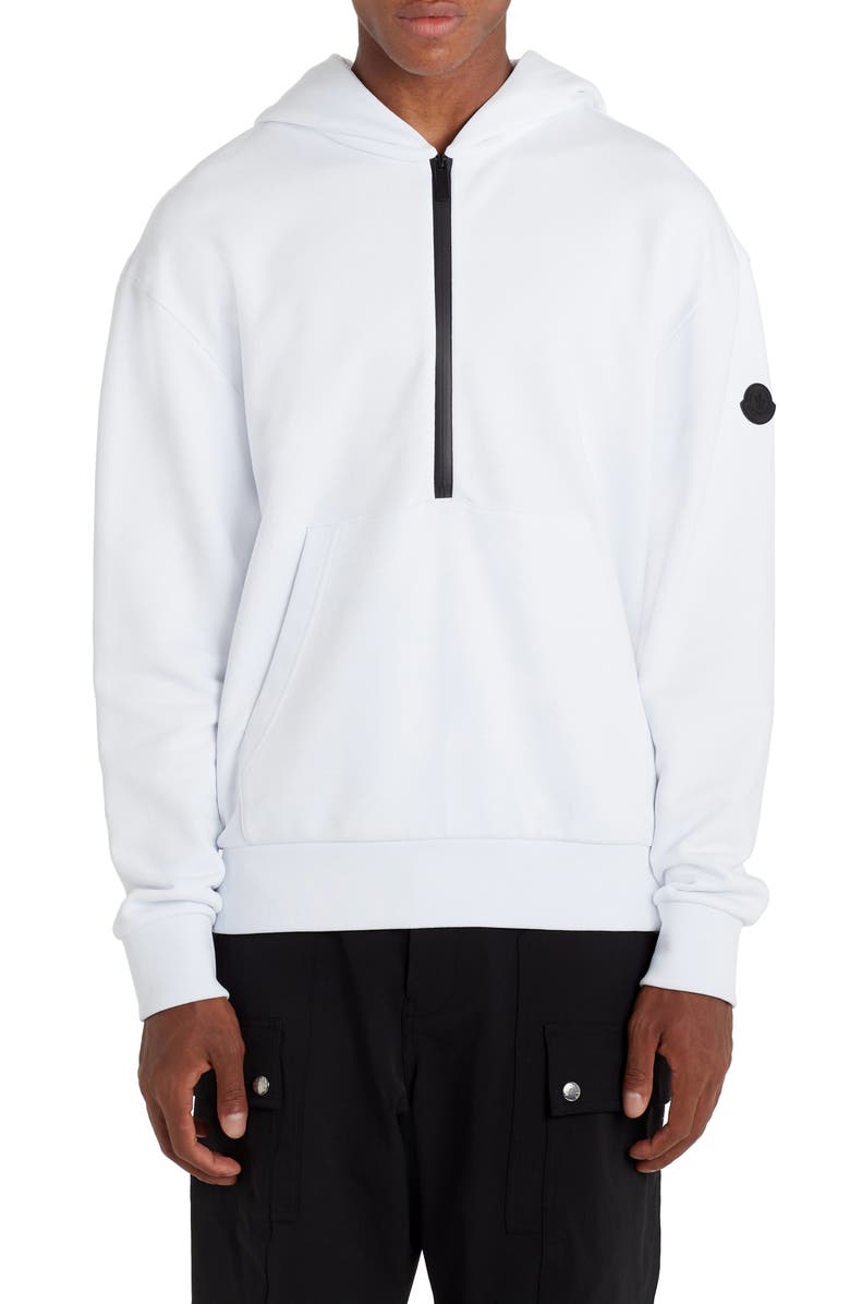 Moncler Logo Half Zip French Terry Hoodie, Main, color, 
