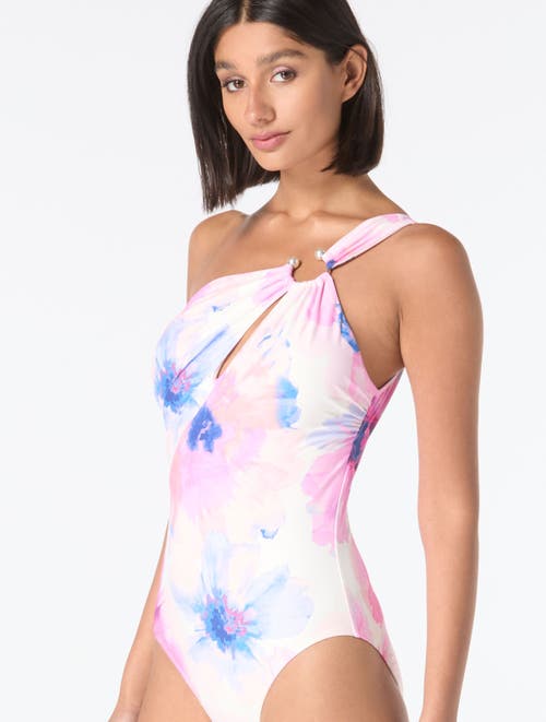 Carmen Marc Valvo Asymmetric One Shoulder One Piece in White 