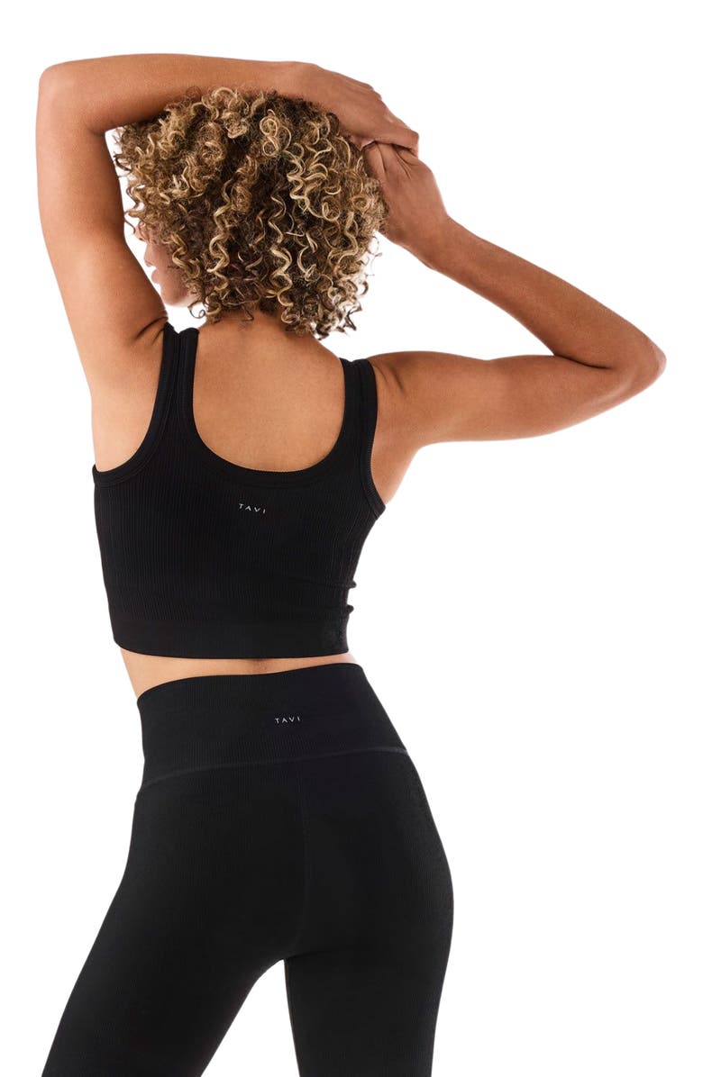 Tavi Seamless Vibe Rib Bra, Alternate, color, Ebony