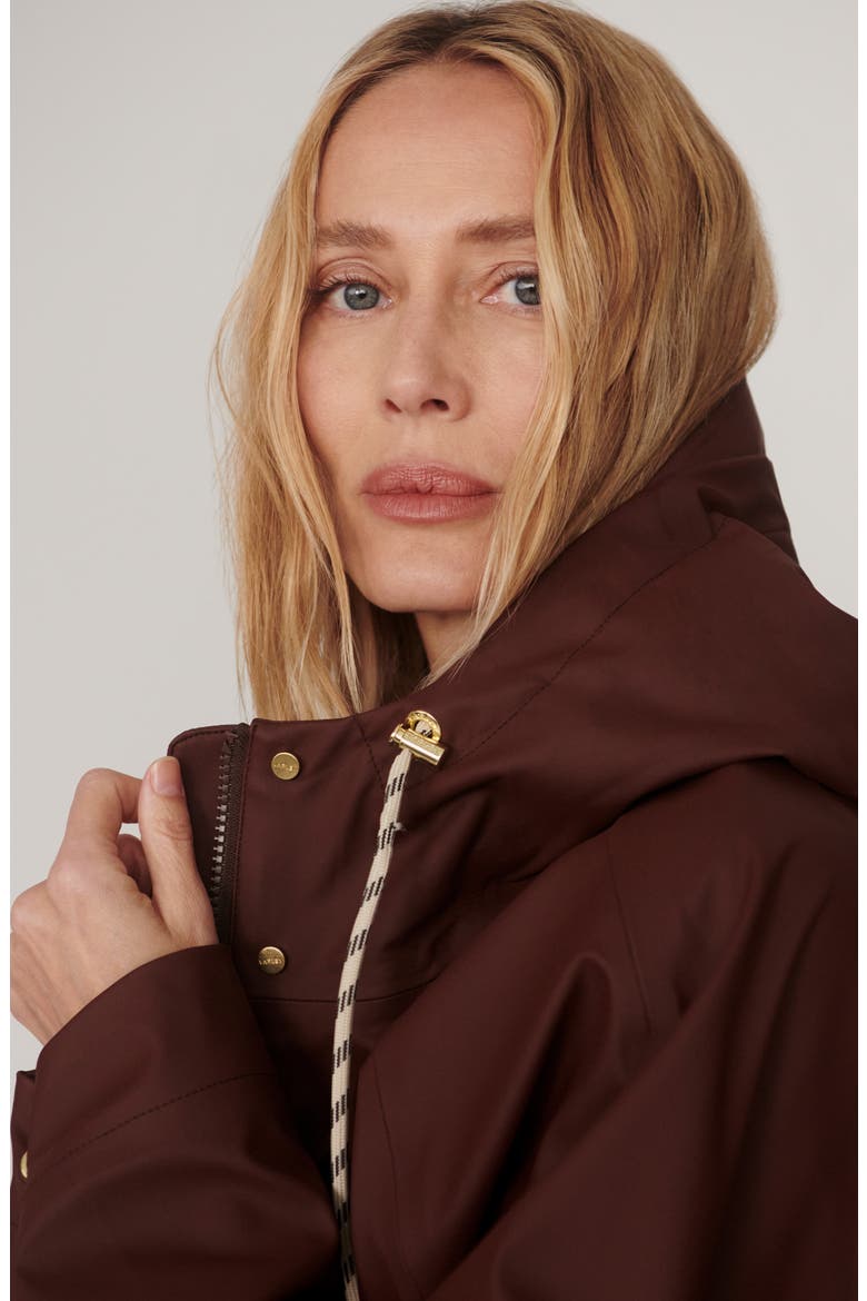 Tovera Long Rain Jacket, Alternate, color, MAHOGANY