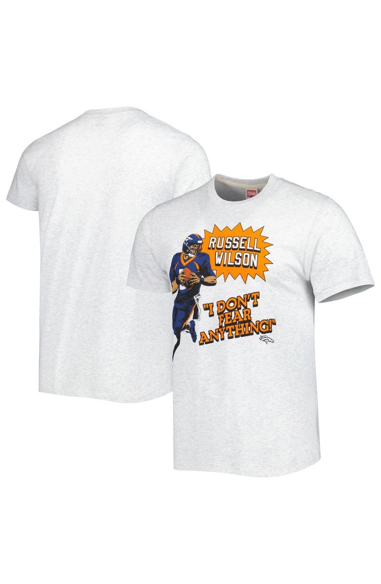 Homage Men's Homage Russell Wilson Ash Denver Broncos Caricature Player Tri-Blend T-Shirt, Main, color, 