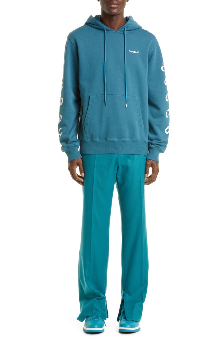 Off-White Gender Inclusive e Logo Slim Straight Leg Wool Blend Trousers, Alternate, color,