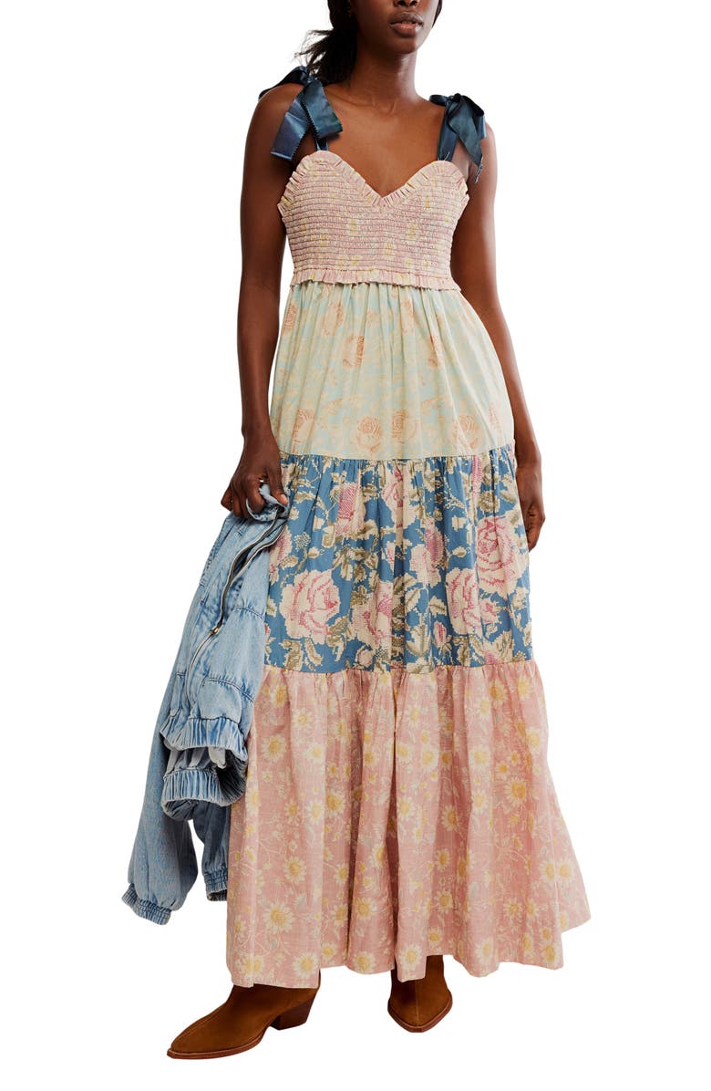 Free People Bluebell Mixed Print Cotton Maxi Dress, Alternate, color, Antique Combo