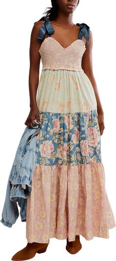 Bluebell Mixed Print Cotton Maxi Dress