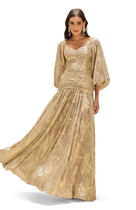 Golden Dust Lurex Long Sleeve Gown