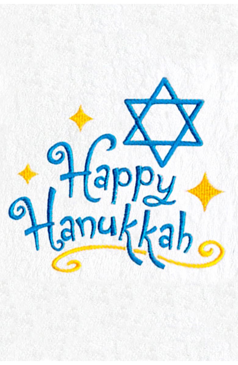 Linum Home Textiles Happy Hanukkah Embroidered Hand Towels - Set of 2, Alternate, color, 