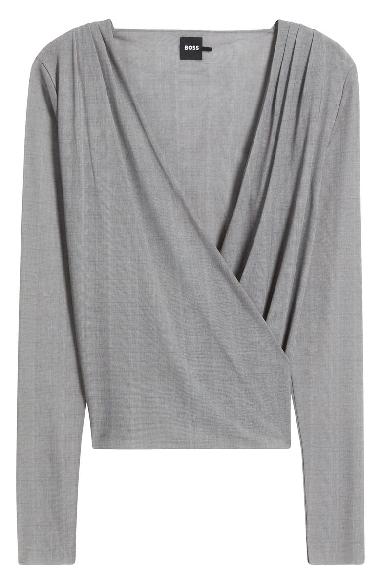 BOSS Edriba Faux Wrap Top, Alternate, color, Granite Mesh
