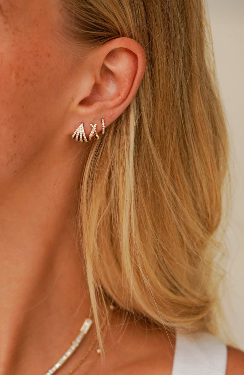 Dana Rebecca Designs Mini Diamond Huggie Hoop Earrings, Alternate, color, Yellow Gold