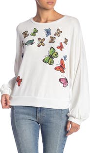 GO COUTURE Crewneck Dolman Balloon Sleeve Sweater