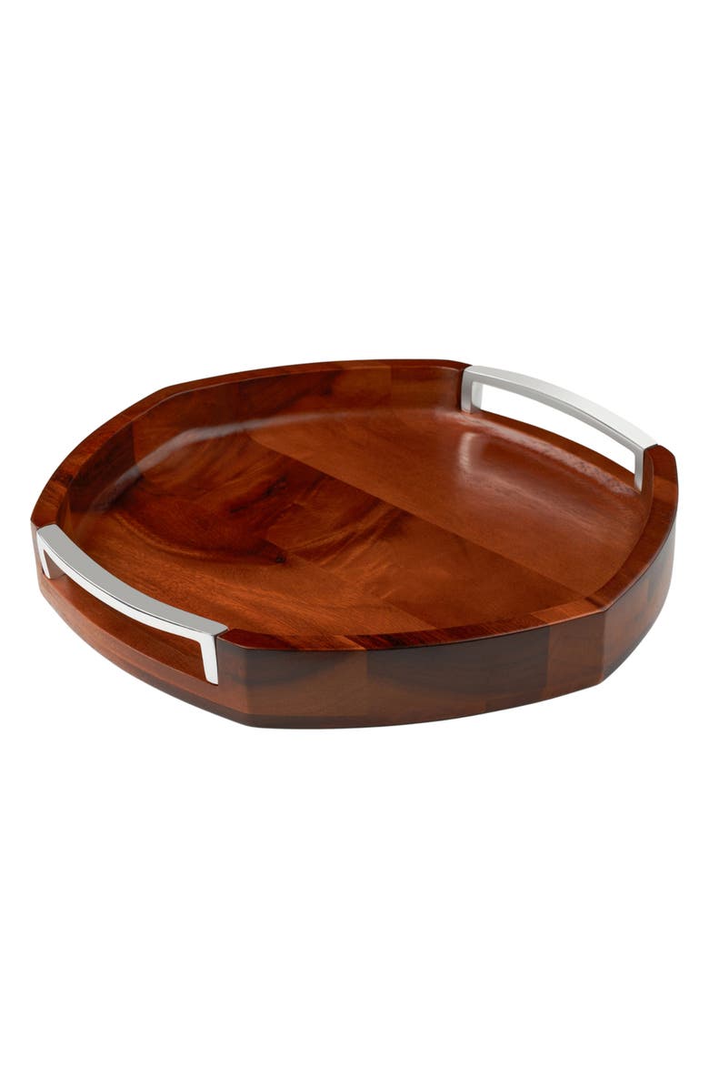 Nambé Rivet Handle Tray, Main, color, Brown