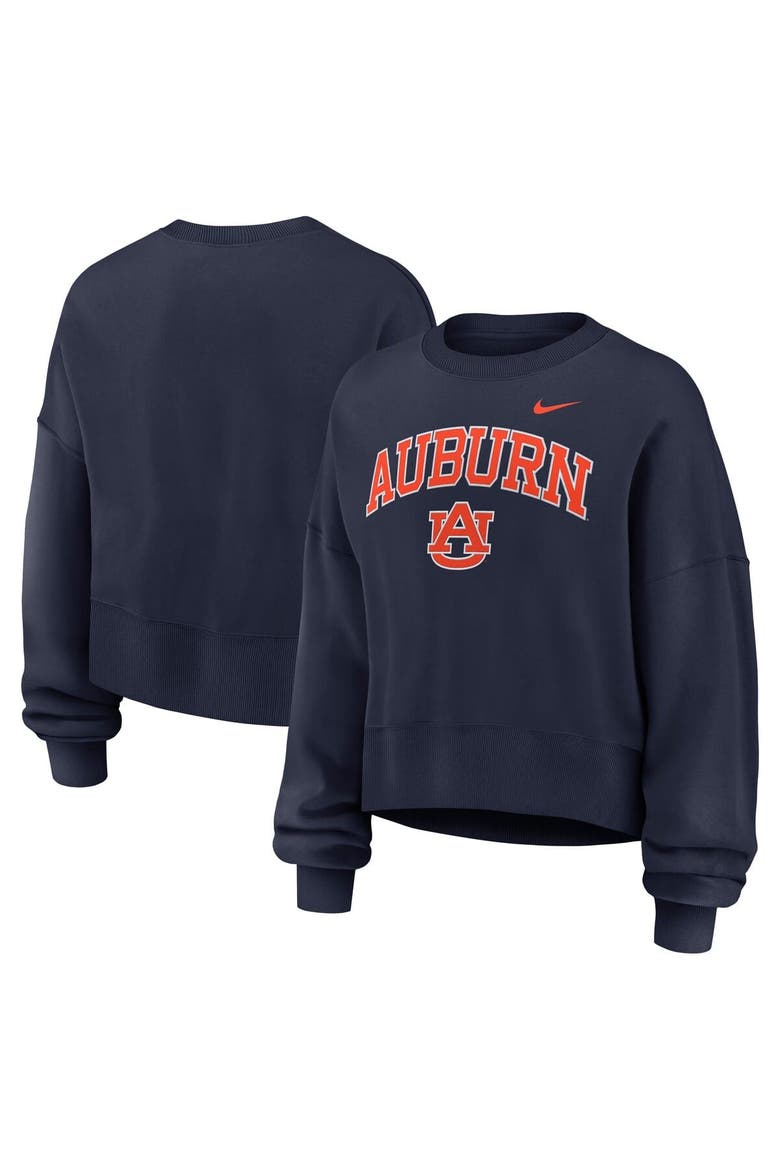 Women's Nike Navy Auburn Tigers Oversized Phoenix Arch Pullover Sweatshirt, Main, color, Navy