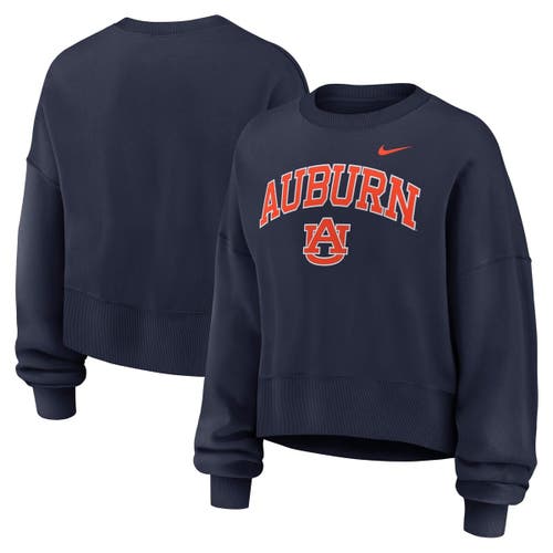 Nike Navy Auburn Tigers Oversized Phoenix Arch Pullover Sweatshirt In Blue