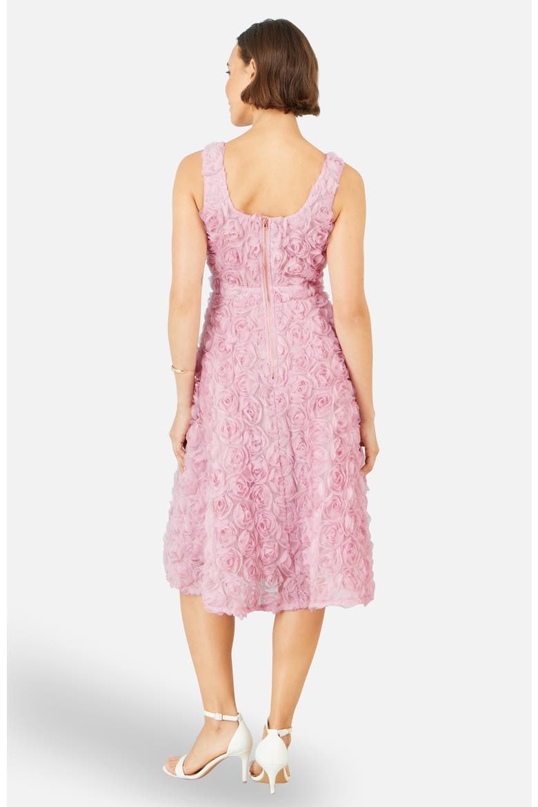 Applique Floral Skater Dress, Alternate, color, Pink