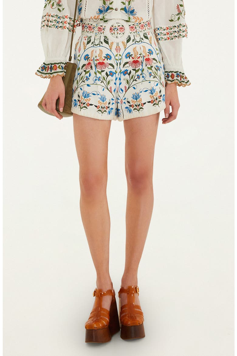 Fraga Print Belted Shorts, Main, color, OFF-WHITE