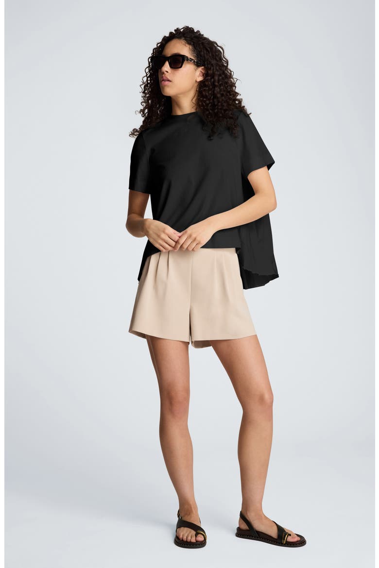 High/Low Pleat Back Top, Alternate, color, BLACK