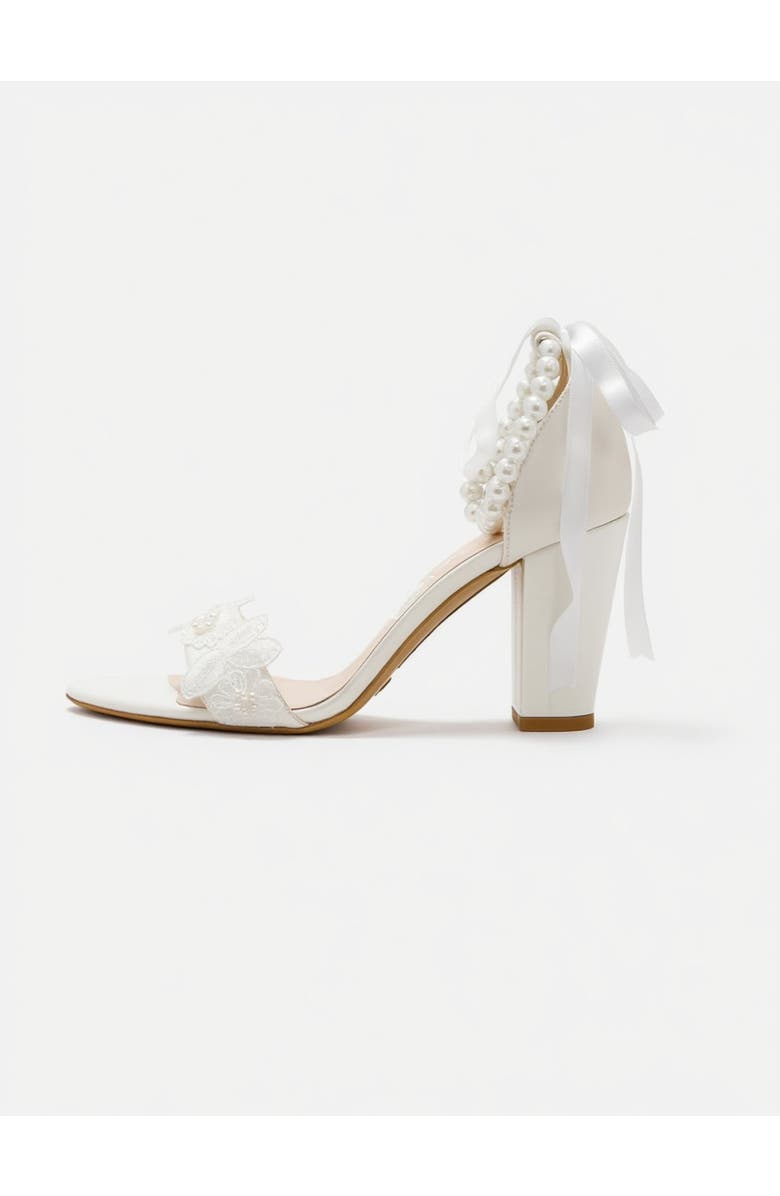 Forever & Always Shoes Elvian Floral Block Heel Bridal Sandal, Alternate, color, Ivory