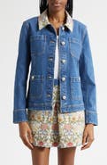 Cinq à Sept Dalton Floral Collar Stretch Denim Jacket
