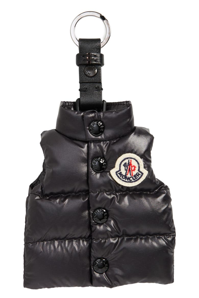 Puffer Vest Key Ring, Main, color, BLACK