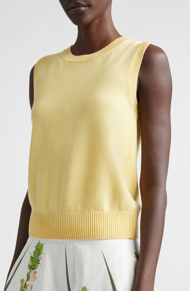 Oscar de la Renta Wool Sweater Vest, Alternate, color, Yellow