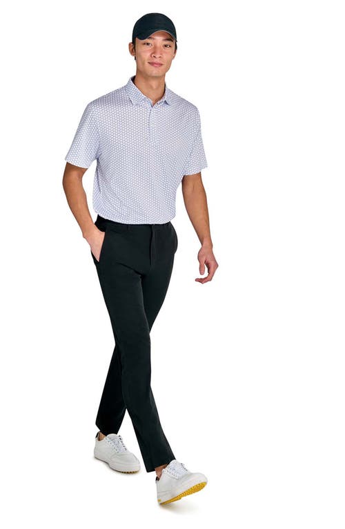 Construct Micro Floral Dot Polo In White/blue