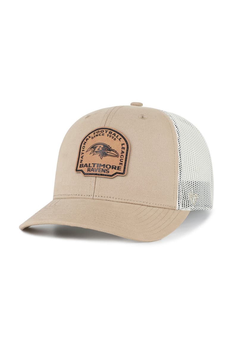 Men's '47 Khaki Baltimore Ravens Bonehide Trucker Adjustable Hat, Main, color, Khaki