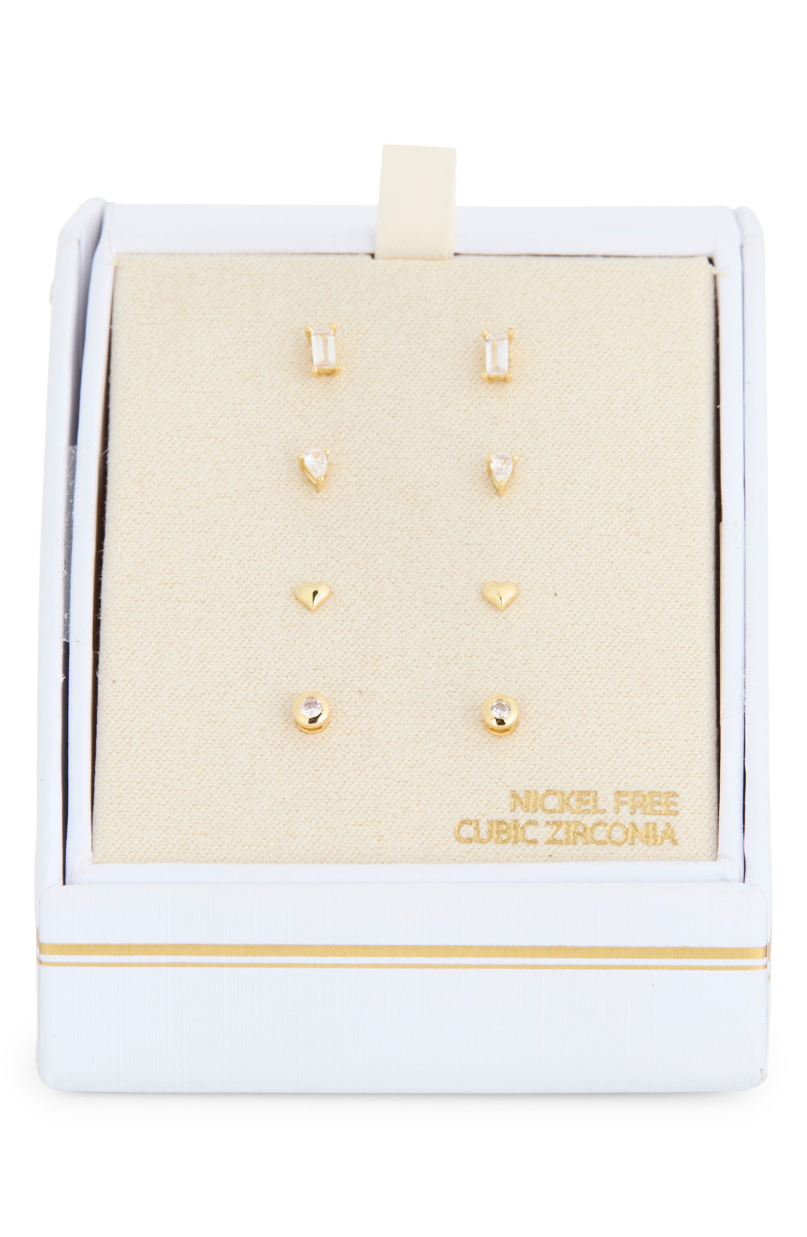 NORDSTROM RACK Set of 4 Cubic Zirconia Stud Earrings