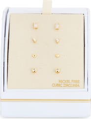 NORDSTROM RACK Set of 4 Cubic Zirconia Stud Earrings