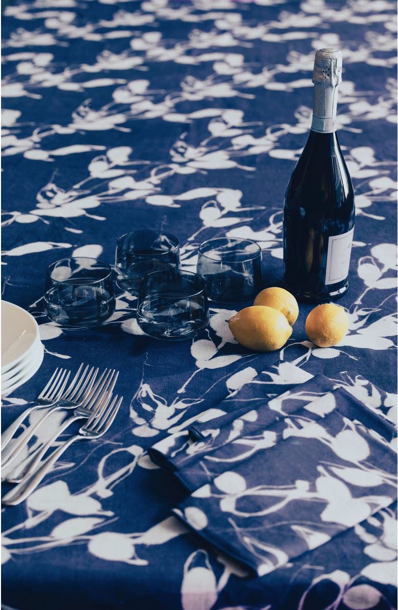 Goldie Home Porto Print in Indigo Tablecloth, Alternate, color, Indigo