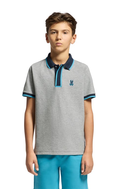 Psycho Bunny Kids' Rico Pima Cotton Piqué Polo In Heather Ash