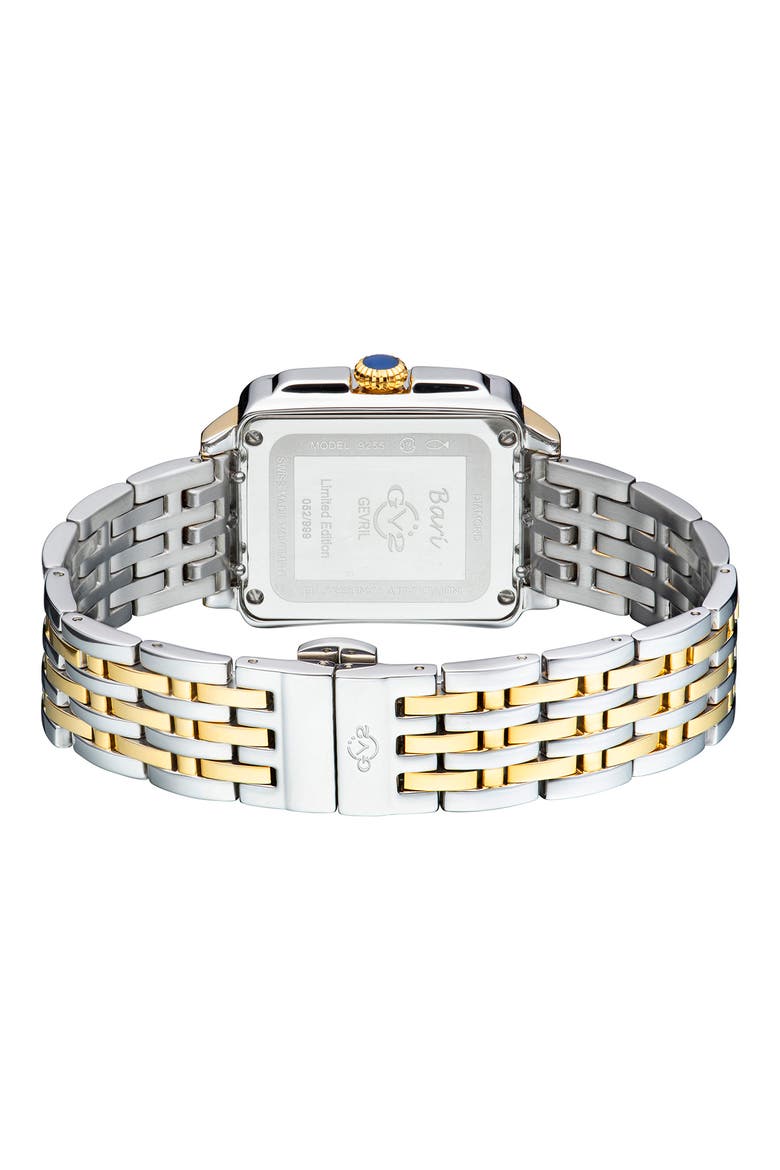 Women's Bari Mother of Pearl Diamond Bracelet Watch, 34mm x 30mm, Alternate, color, TWO-TONE GOLD-SILVER