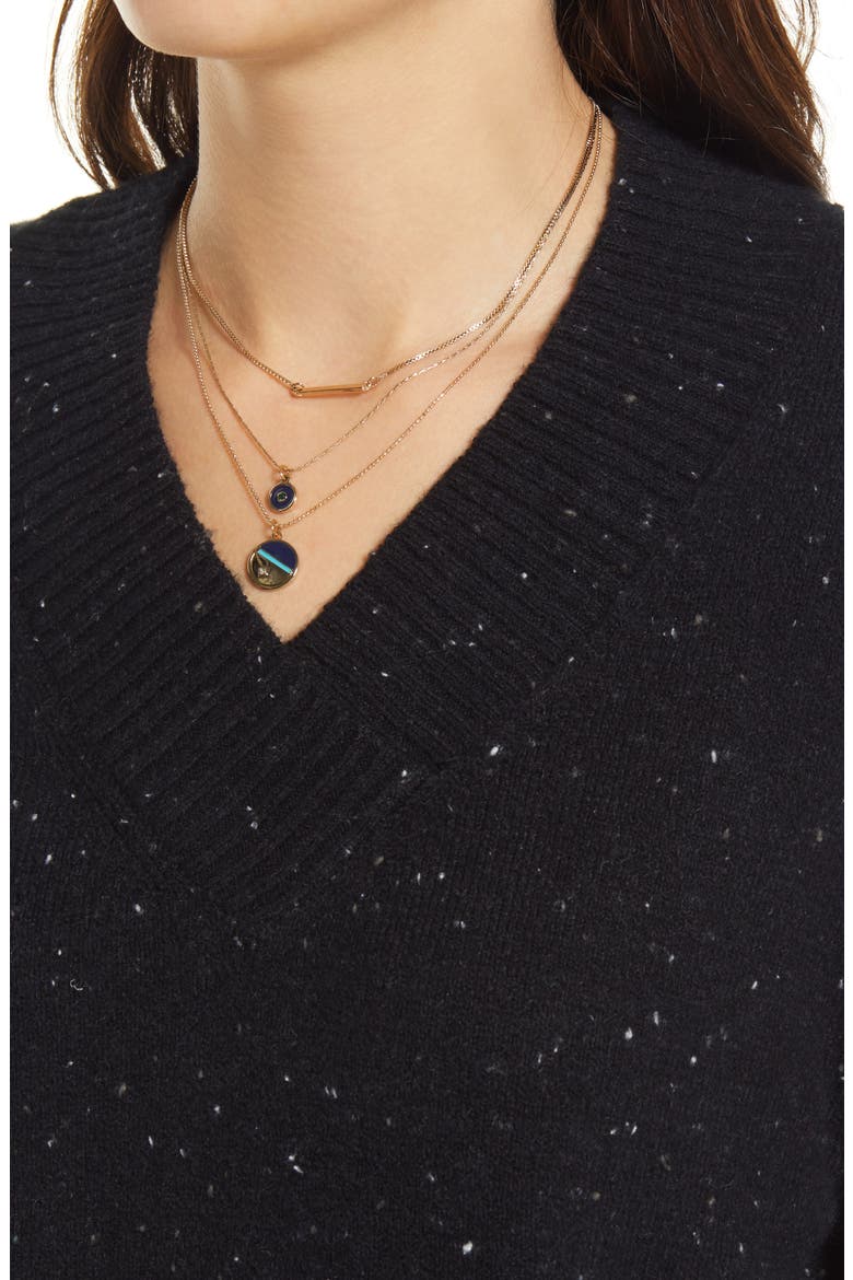 Cozy Nep Flecked V-Neck Sweater, Alternate, color, BLACK