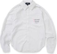 Represent Pinstripe Graphic Cotton Button-Up Shirt