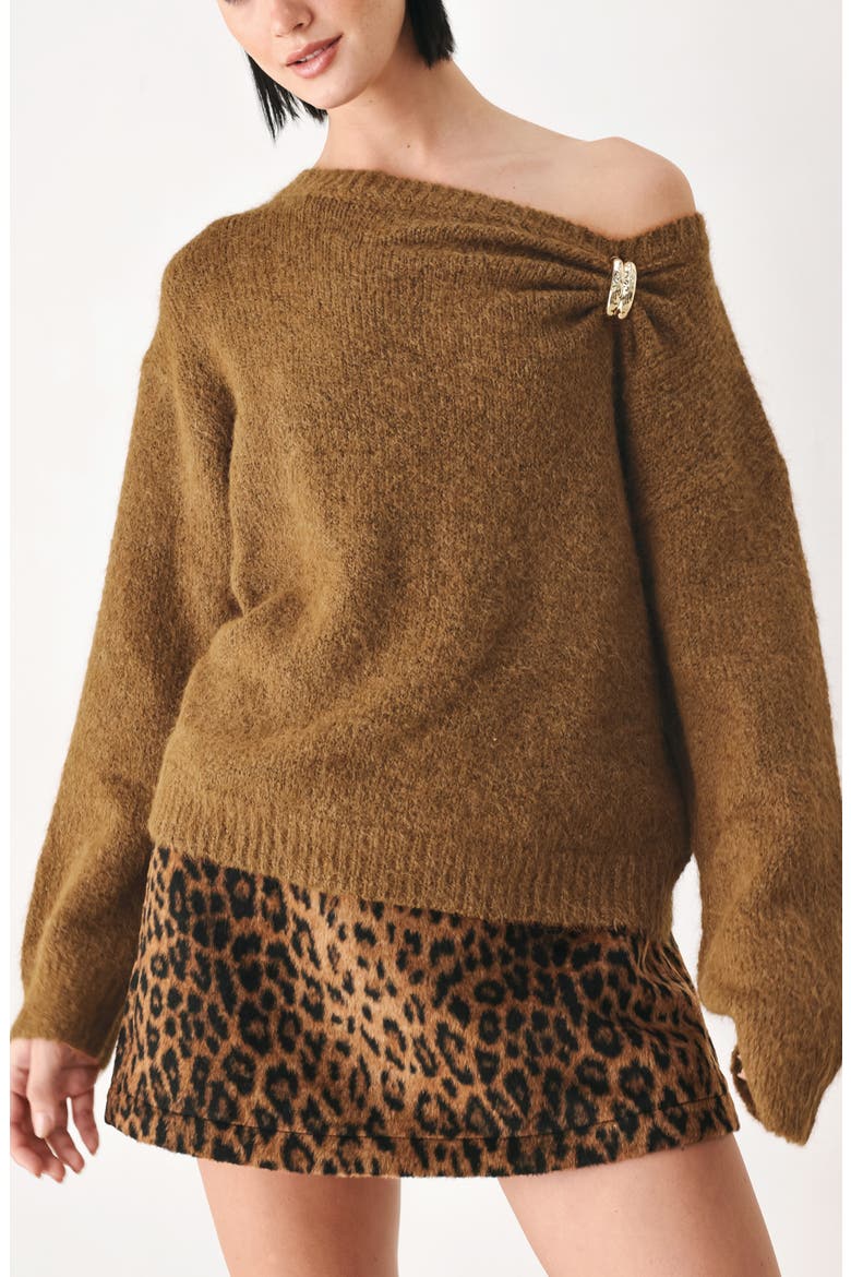 Hardware Detail Asymmetric Sweater, Alternate, color, CAMEL
