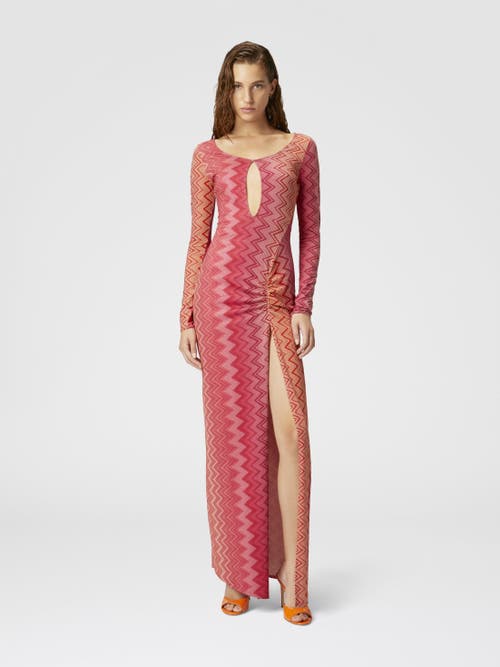 Missoni Cover Up Dress In Stretch Nylon Zig Zag Lamé In Red
