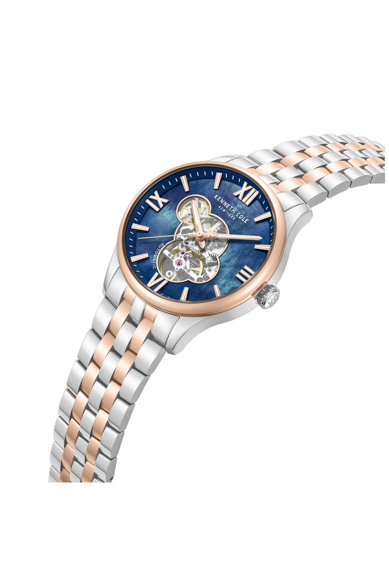 Varick Open Heart Automatic Bracelet Watch, 43mm, Alternate, color, SILVER MULTI