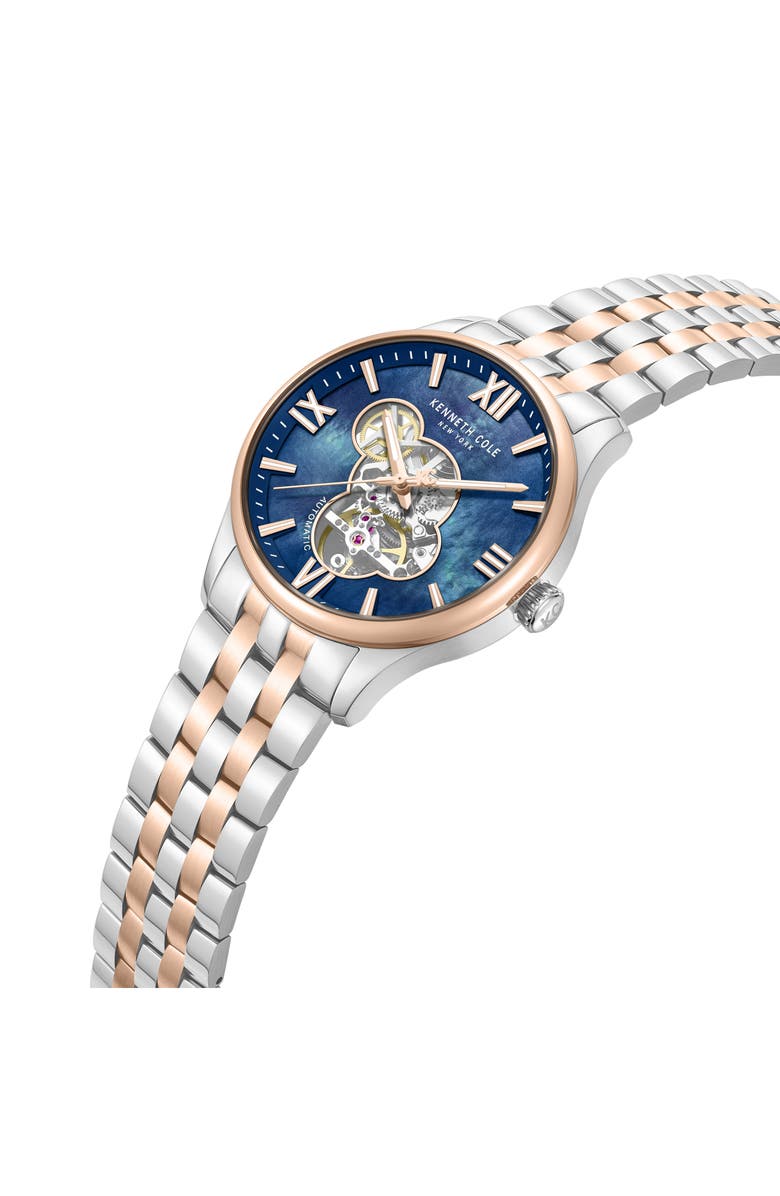 Kenneth Cole New York Varick Open Heart Automatic Bracelet Watch, 43mm, Alternate, color, Silver Multi